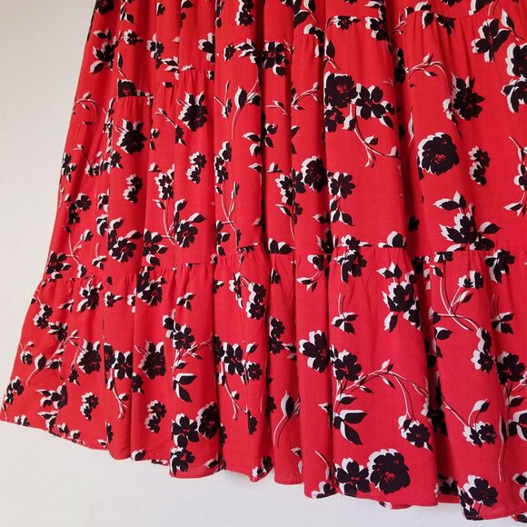 ZARA Angel Floral Tiered Midi Maxi Dress S Red Blogger Favorite Colorful Flowy - Picture 10 of 16